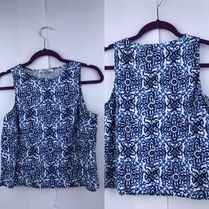 Milly for Design Nation Blue Combo Crop Blouse